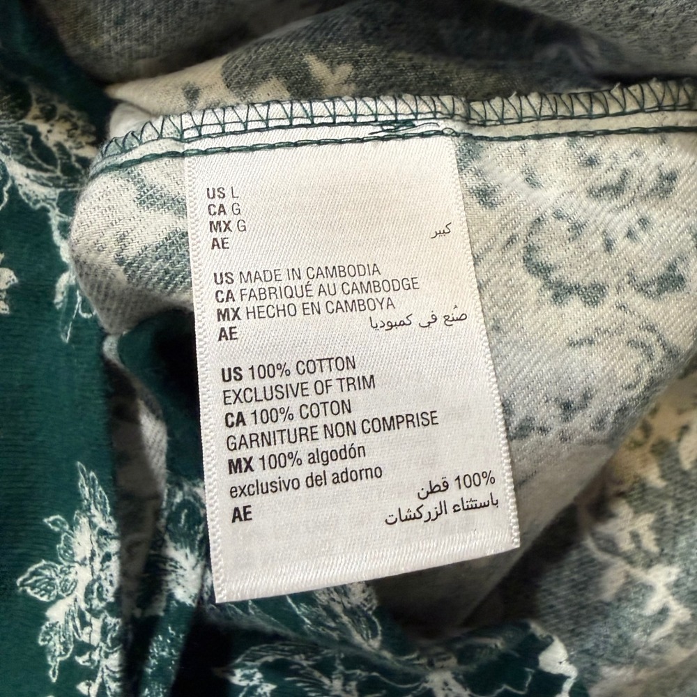 Charter Club Intimates Nightshirt Flannel Green Floral Cotton Button Front NWT L - Picture 13 of 16